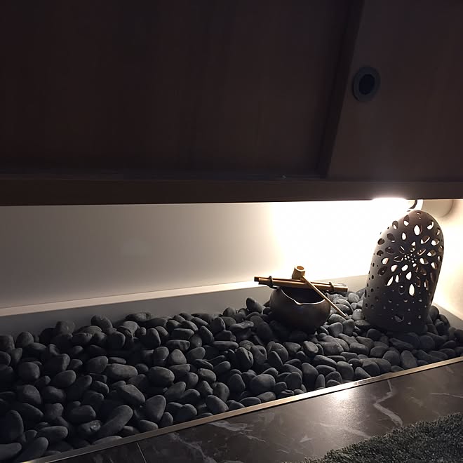 バス トイレ 玉砂利 手作りランプシェード 和 雑貨 などのインテリア実例 16 07 21 01 19 48 Roomclip ルームクリップ