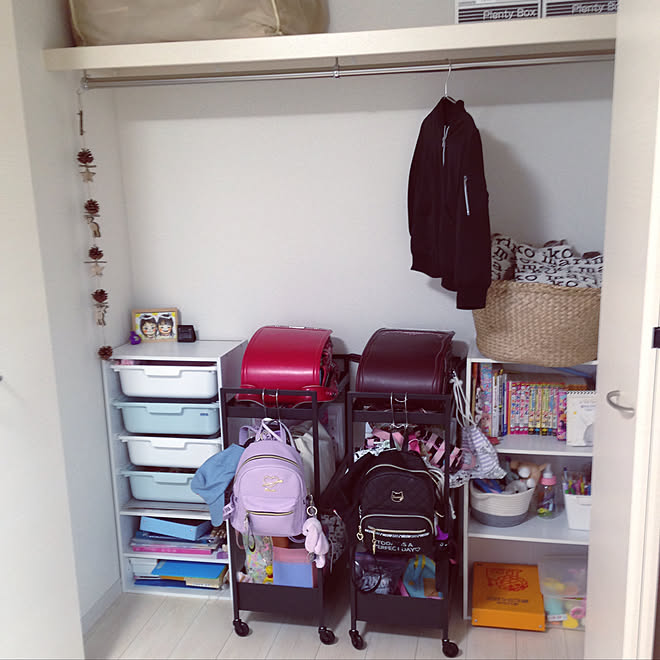 Ikeaワゴン 小学生女の子の部屋 ランドセル置き場 ニトリ 北欧 などのインテリア実例 03 14 11 32 28 Roomclip ルームクリップ