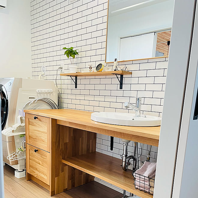 ウッドワン 無垢の木の洗面台 洗面所インテリア 洗面台 お気に入りスペース などのインテリア実例 21 10 11 21 09 25 Roomclip ルームクリップ