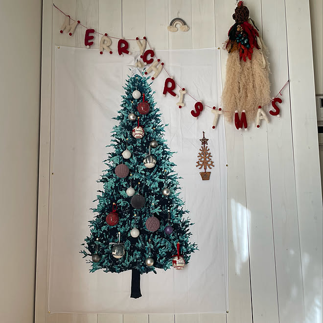 クリスマスインテリア スワッグ手作り クリスマスディスプレイ クリスマスツリー 板壁diy などのインテリア実例 22 11 17 18 24 24 Roomclip ルームクリップ