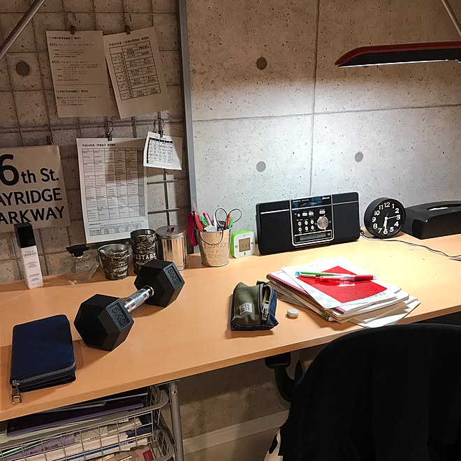 勉強机 アクセントクロス ニトリ置き時計 テスト期間中 いつもいいねありがとうございます などのインテリア実例 17 05 25 33 28 Roomclip ルームクリップ