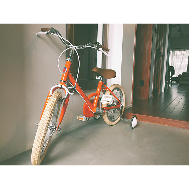 マンション 玄関前に自転車
