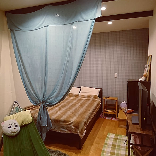 ベッド周り ｔｖ台diy 塩ビパイプdiy ベッド ハンモック などのインテリア実例 17 10 14 18 48 Roomclip ルームクリップ