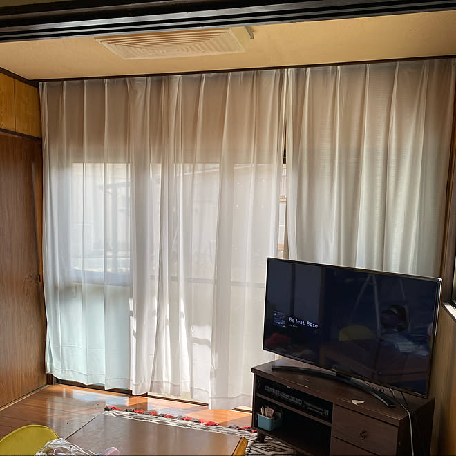 レースカーテン 平屋 カフェ風 カフェ風インテリア 木のある暮らし などのインテリア実例 21 06 28 15 28 55 Roomclip ルームクリップ