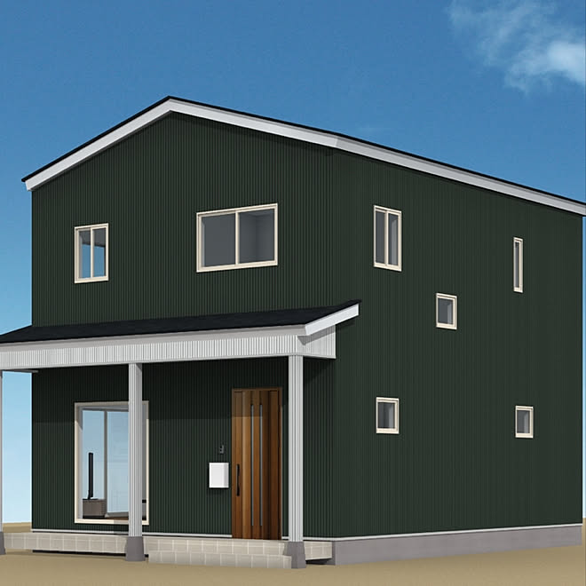 新築記録 モスグリーン ガルバリウム 三角屋根 インナーバルコニー などのインテリア実例 02 18 14 05 Roomclip ルームクリップ