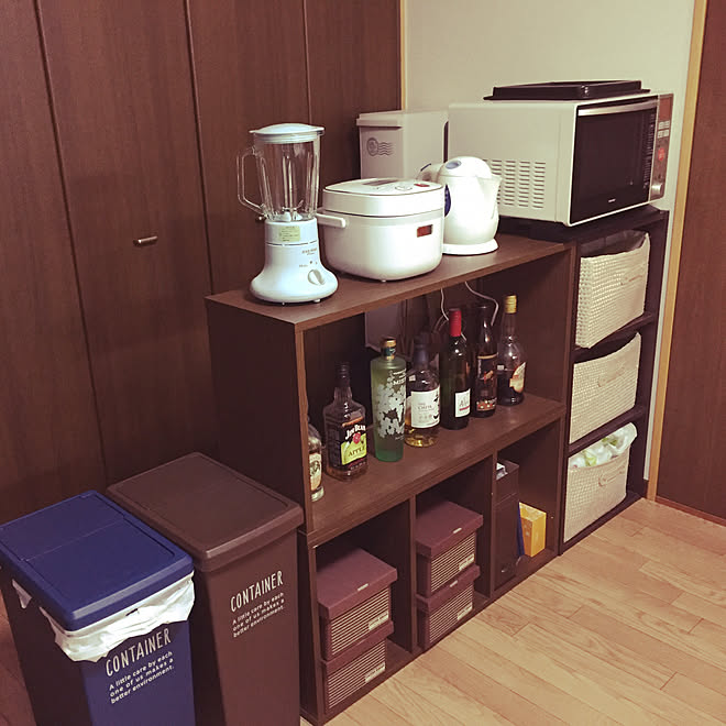 棚 レンジ台 お酒 カラーボックス 二人暮らし などのインテリア実例 17 08 17 14 34 07 Roomclip ルームクリップ