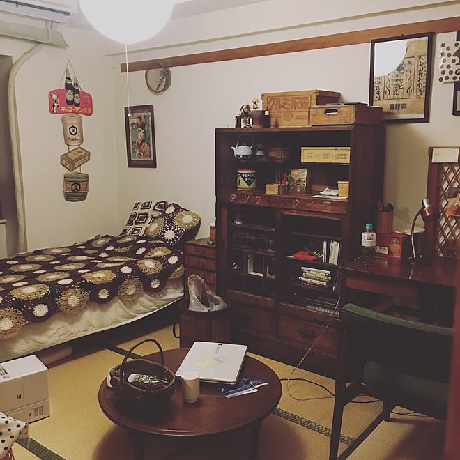 部屋全体 ダンナの書斎 カリモク60 ちゃぶ台 昭和レトロ などのインテリア実例 17 06 03 06 04 48 Roomclip ルームクリップ