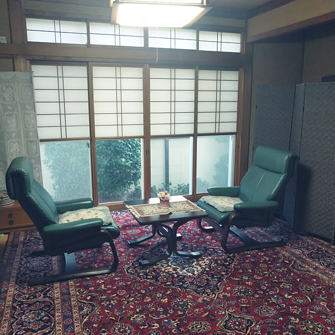 部屋全体 和モダンインテリア 雪見障子 ペルシャ絨毯のインテリア実例 07 05 18 36 38 Roomclip ルームクリップ