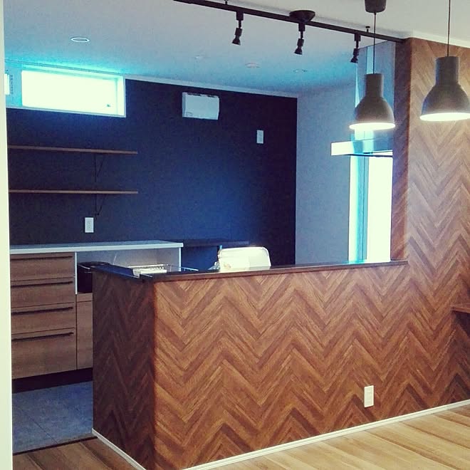 キッチン 入居前 ヘリンボーン 壁紙 Lixil などのインテリア実例 17 04 09 23 22 Roomclip ルームクリップ