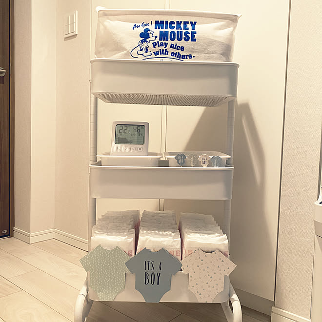 ソストレーネグレーネ ベビーワゴン 山善収納部 山善 ダイソー などのインテリア実例 02 25 15 57 10 Roomclip ルームクリップ