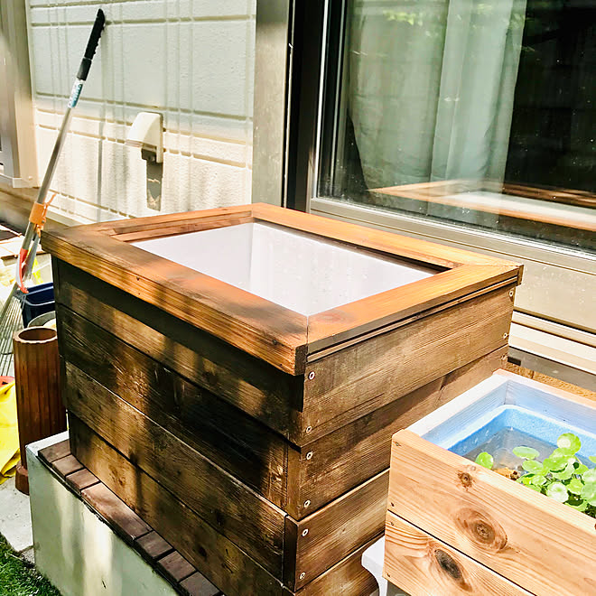 バーベキュー網 めだか鉢 めだか ビオトープ 土管 などのインテリア実例 04 30 14 50 07 Roomclip ルームクリップ