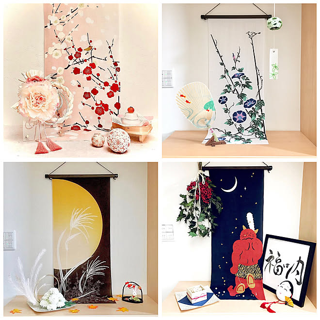 手ぬぐいインテリア コメントスルーで大丈夫です 手ぬぐいタペストリー 和雑貨 和風 インテリア などのインテリア実例 09 05 27 52 Roomclip ルームクリップ