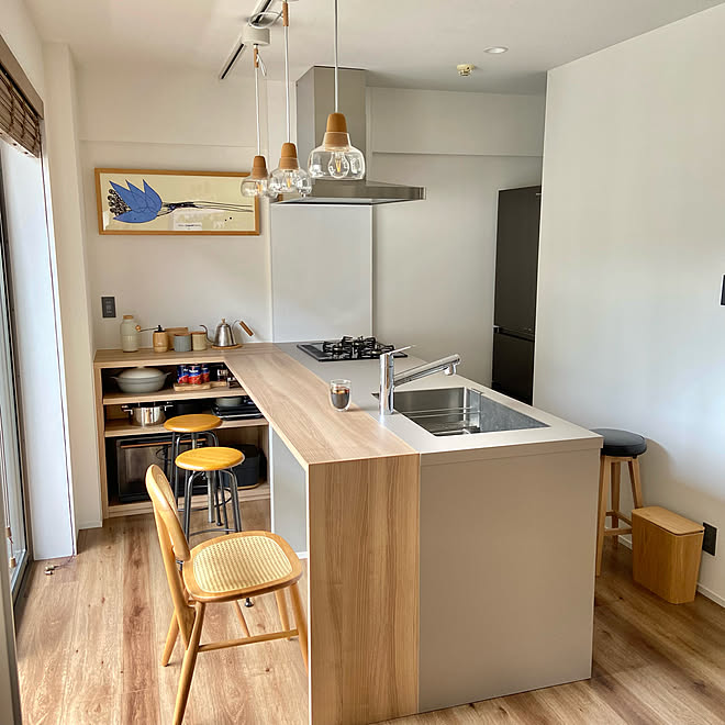 Graftekt 1ldk キッチンカウンター 一人暮らし ナチュラルインテリア などのインテリア実例 21 07 31 11 18 04 Roomclip ルームクリップ