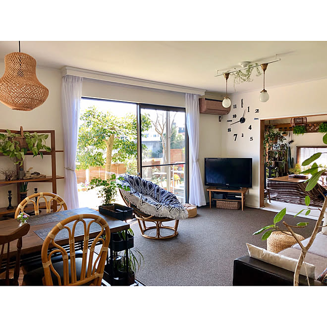 ウォールクロック/ボタニカル/ウォールデコレーション/カフェ風/好きを集めたインテリア...などのインテリア実例 20200325