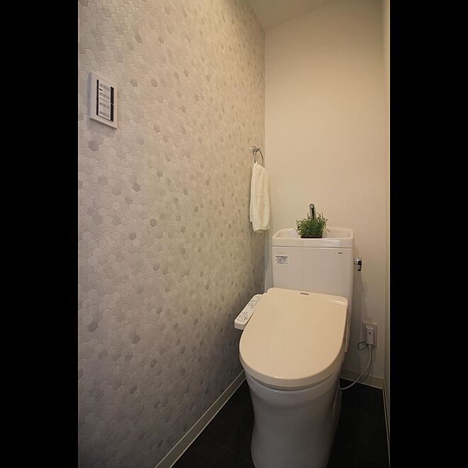 ハニカムデザイン アクセントクロス サンゲツ壁紙 バス トイレのインテリア実例 09 16 16 10 36 Roomclip ルームクリップ