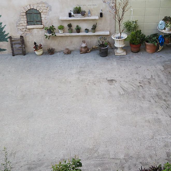 玄関 入り口 モルタル造形の塀 Mokumookinawa 多肉植物 ハンドメイド リメイク鉢のインテリア実例 21 12 06 16 47 11 Roomclip ルームクリップ