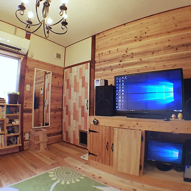 パソコン/DIY/壁 DIY/板壁DIY/棚DIY&hellip;などのインテリア実例 20160403 132246 ｜ RoomClip