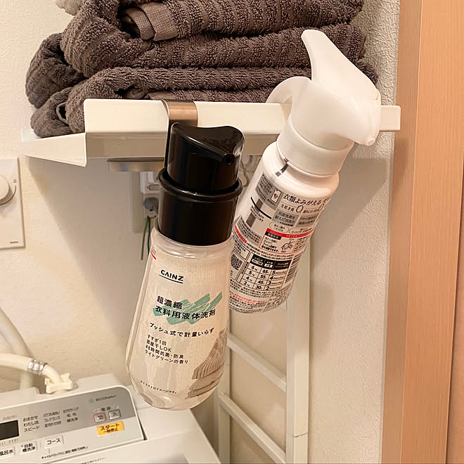 洗濯機ラック セリアのボトルフック ハンギングフック セリア シンプル などのインテリア実例 01 11 53 50 Roomclip ルームクリップ