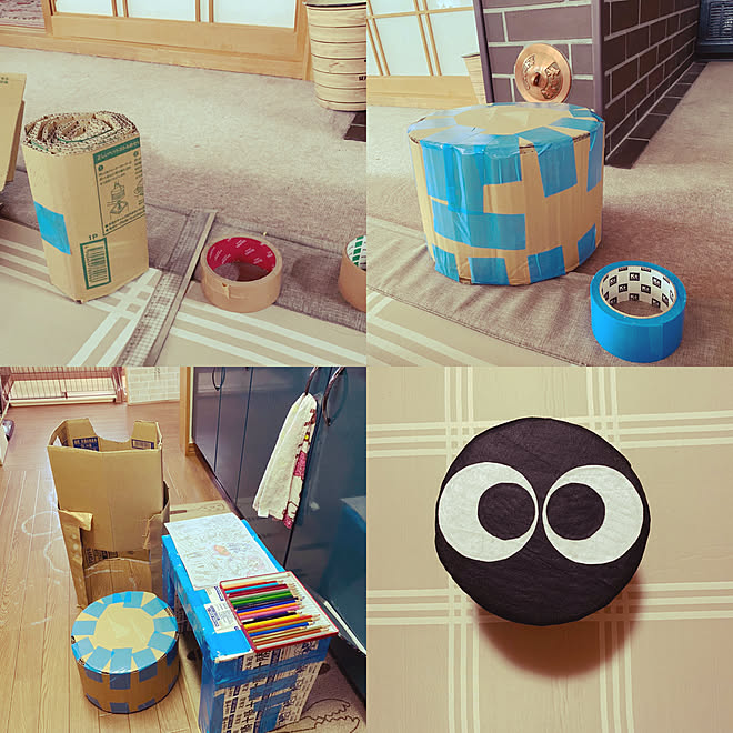 牛乳パック 100均のフェルト トトロ まっくろくろすけ 段ボール などのインテリア実例 08 23 06 55 42 Roomclip ルームクリップ