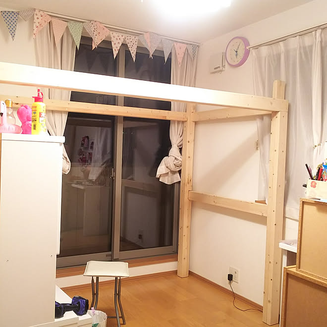 机 こどもと暮らす こども部屋 Diy ロフトベットdiy などのインテリア実例 18 11 04 08 23 46 Roomclip ルームクリップ