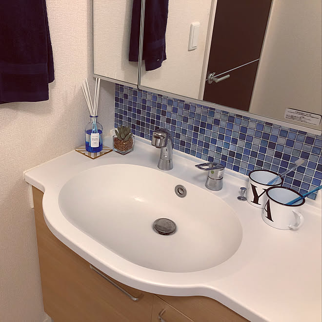 バス トイレ タイルシール タイル 洗面所 西海岸風 などのインテリア実例 18 02 27 11 17 48 Roomclip ルームクリップ