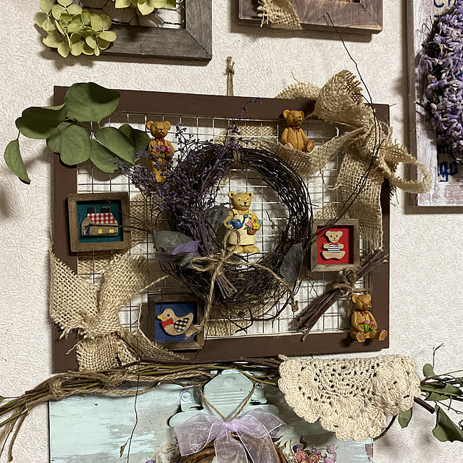 ユーカリポポラスドライ セイヨウニンジンボクプルプレアドライ ワイヤープランツリース マグネット インテリアメッシュフレーム などのインテリア実例 10 18 14 29 Roomclip ルームクリップ