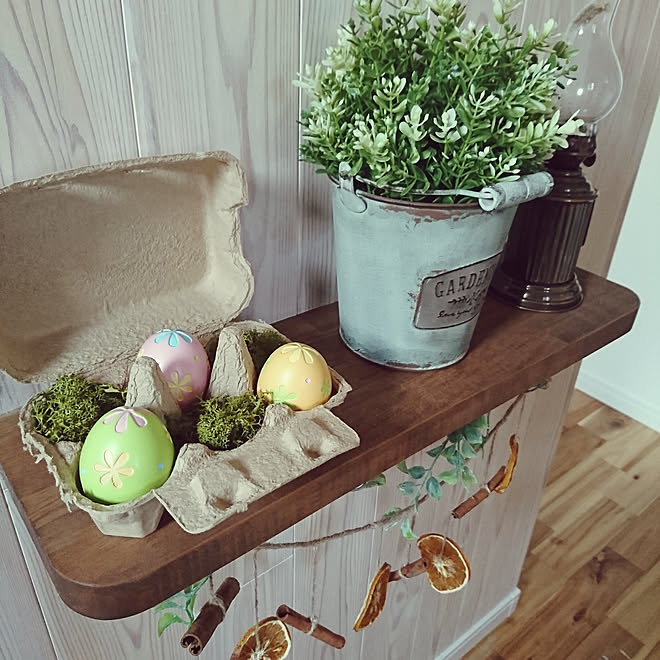 玄関 入り口 イースター イースターエッグ 小物 春の飾りのインテリア実例 18 03 17 17 22 12 Roomclip ルームクリップ