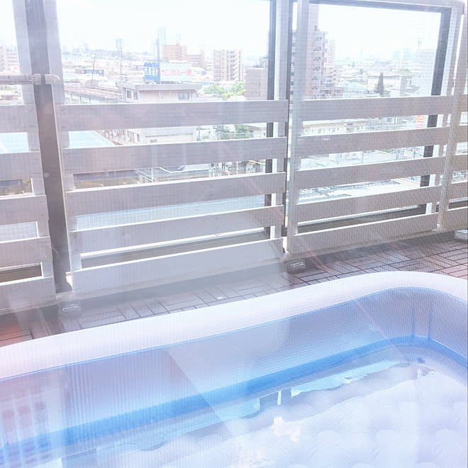 目隠しdiy バルコニスト 玄関 入り口 ベランダ快適化計画 ベランダプール などのインテリア実例 18 07 21 14 27 05 Roomclip ルームクリップ