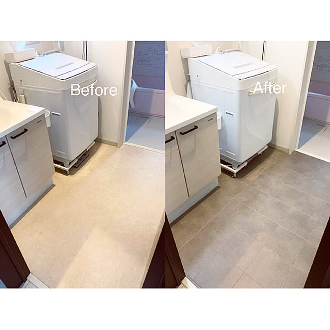 Diy 洗面所の床 洗面所 グレーの床 クッションフロアdiy などのインテリア実例 21 07 05 08 19 59 Roomclip ルームクリップ