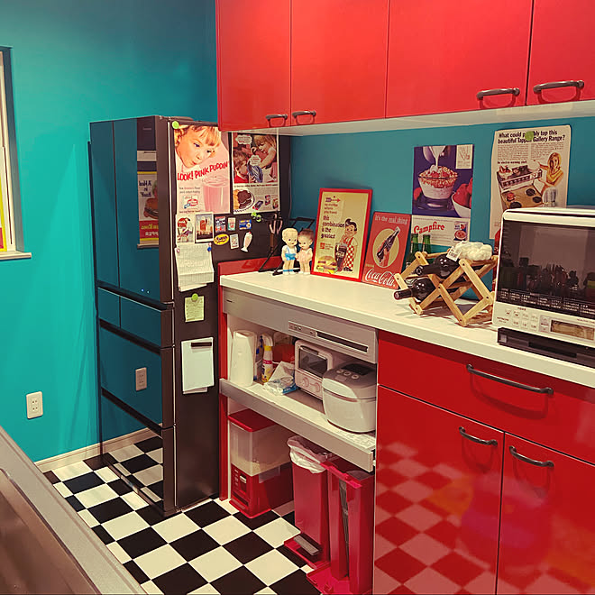 市松模様 アメリカンポップ アメリカンスタイル アメリカンダイナー風 子供のいる暮らし などのインテリア実例 02 22 21 52 17 Roomclip ルームクリップ