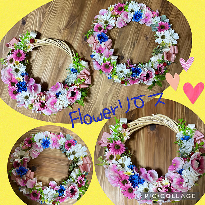 百均リース リース ハンドメイド 春のリース手作り 春が来た 春の訪れ などのインテリア実例 22 03 22 22 10 07 Roomclip ルームクリップ