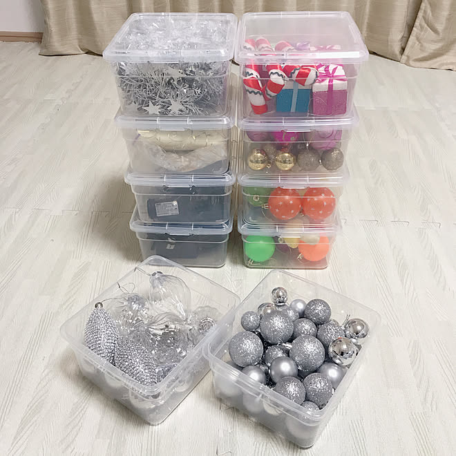 収納見直し オーナメント収納 クリスマス用品収納 シューズケース 100均 などのインテリア実例 18 12 28 00 08 12 Roomclip ルームクリップ