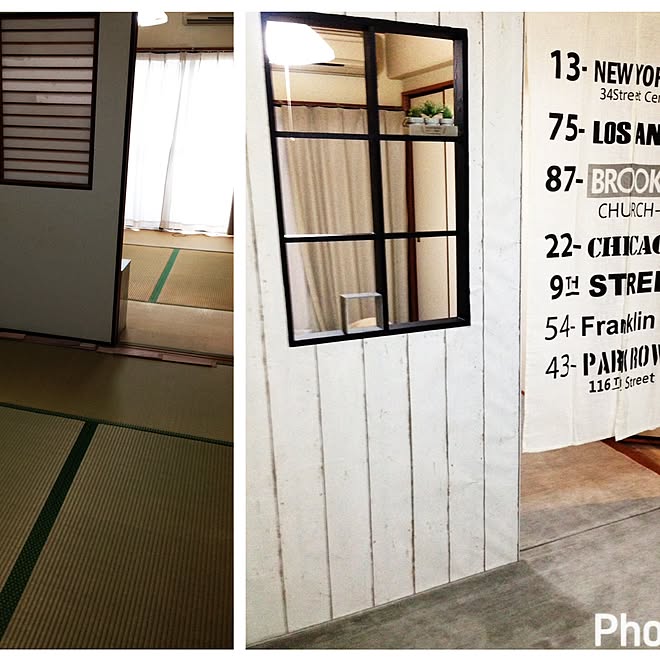 部屋全体 窓枠diy アイアン風 壁紙屋本舗 セリア などのインテリア実例 17 03 13 22 02 39 Roomclip ルームクリップ