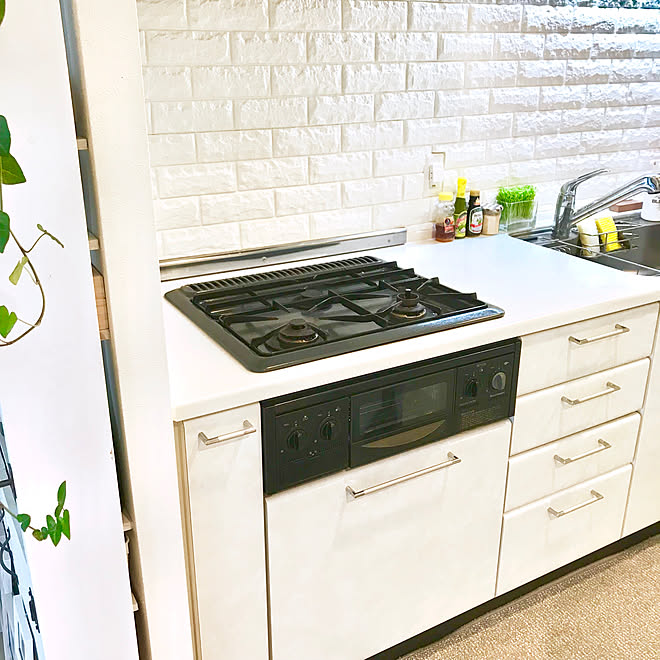 キッチン 壁紙 コンロ周り モニター応募投稿 一人暮らし マンション などのインテリア実例 19 06 02 12 37 05 Roomclip ルームクリップ