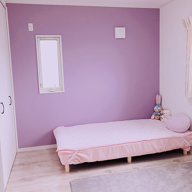 ベッド周り 子供部屋 パープル アクセントクロスのインテリア実例 18 06 15 12 35 31 Roomclip ルームクリップ