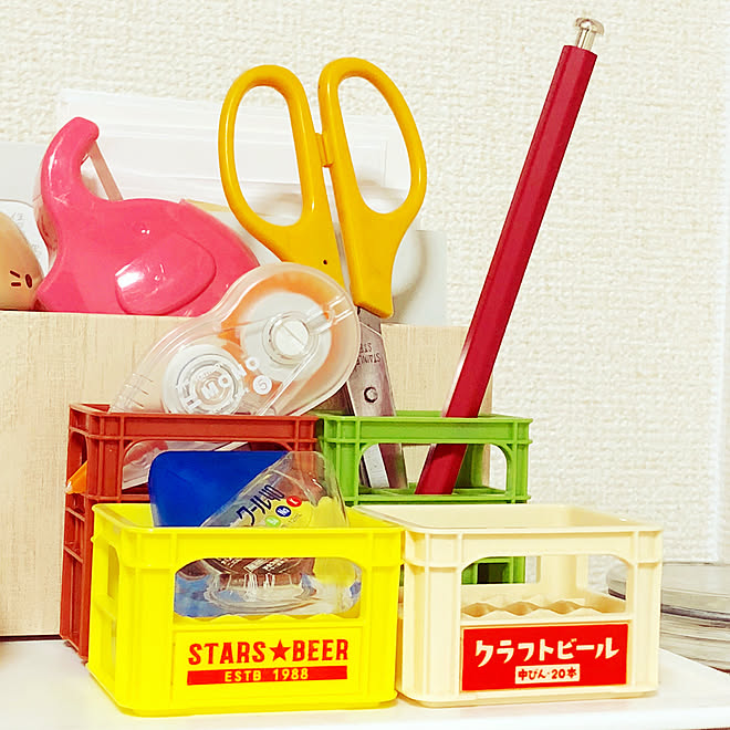 ミニチュア 文房具収納 ビールケース 無印良品 100均 などのインテリア実例 09 01 17 59 14 Roomclip ルームクリップ