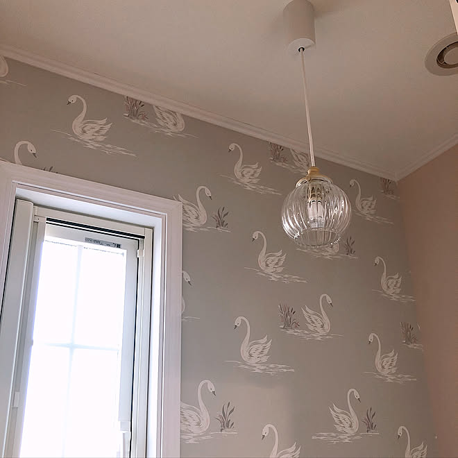 シンコール壁紙 2階のトイレ 輸入住宅 海外インテリアに憧れて ペンダントライト などのインテリア実例 11 09 18 41 02 Roomclip ルームクリップ