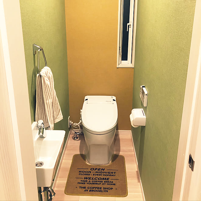 緑が落ち着く クロスで遊ぶ バス トイレ 相互フォロー歓迎のインテリア実例 19 10 02 19 53 30 Roomclip ルームクリップ