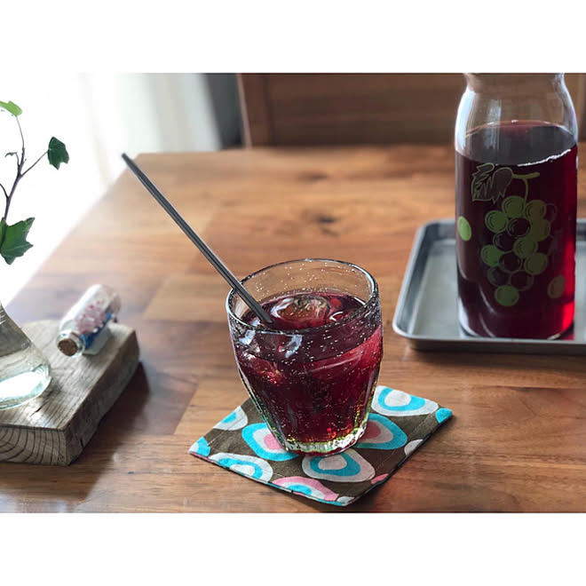 丁寧な暮らし シンプルライフ コースター手作り Instagram Nono 0129 ぶどう柄 などのインテリア実例 09 03 17 02 26 Roomclip ルームクリップ