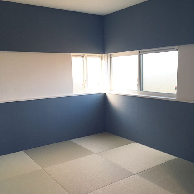 部屋全体 ブルーグレーの壁紙 アクセントクロス モダン和室 和室のインテリア実例 17 07 09 00 06 14 Roomclip ルームクリップ