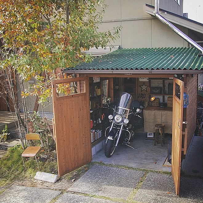 部屋全体 バイクガレージ Diy ガレージ セルフビルド などのインテリア実例 16 12 09 17 34 08 Roomclip ルームクリップ