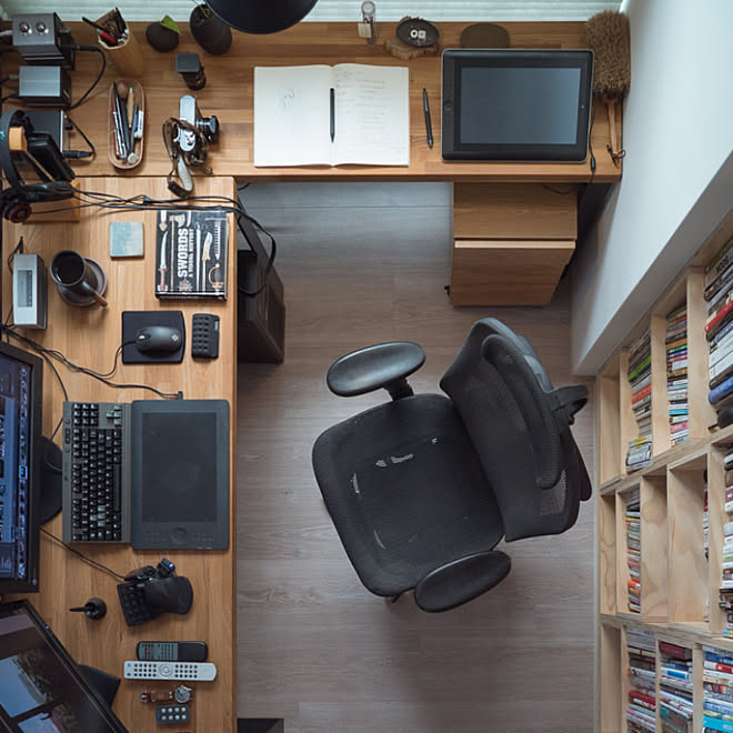 机 本棚 椅子 パソコンデスク パソコン周りのインテリア実例 17 09 09 23 34 46 Roomclip ルームクリップ