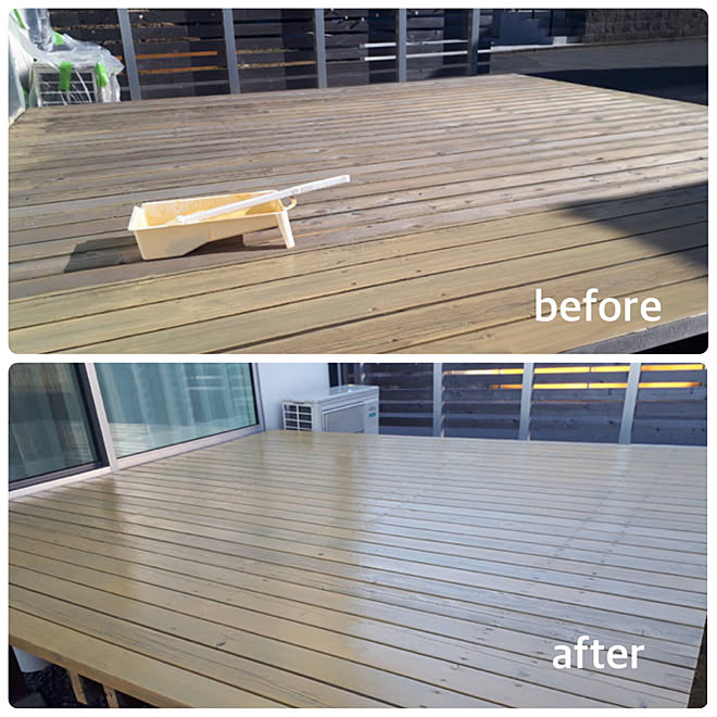 保護塗装 メンテナンス ウッドデッキ塗装 ウッドデッキ 大掃除 などのインテリア実例 12 23 21 43 54 Roomclip ルームクリップ