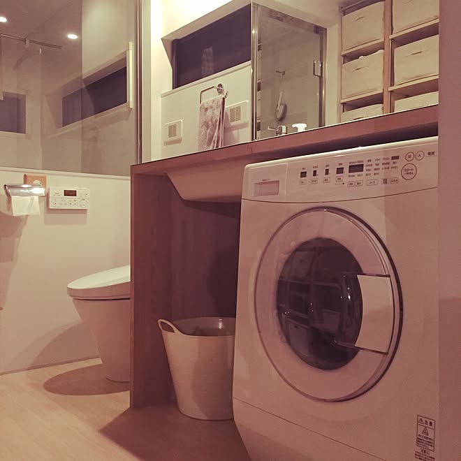 バス トイレ 無印良品 洗濯機 造作洗面台 二階バストイレ 洗濯機周りのインテリア実例 17 05 27 01 12 14 Roomclip ルームクリップ