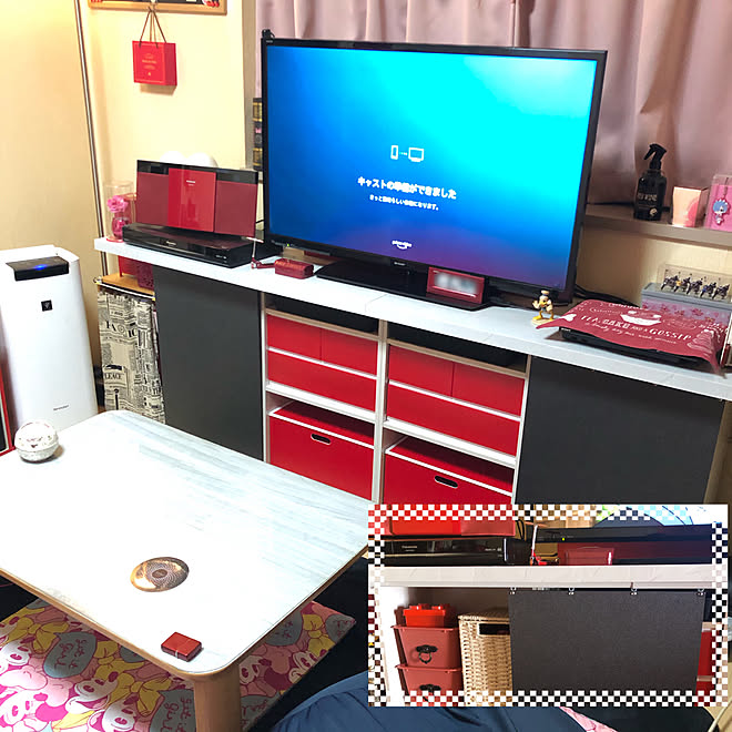 テレビボード 赤 一人暮らし ニトリ カラーボックス などのインテリア実例 07 02 09 12 16 Roomclip ルームクリップ