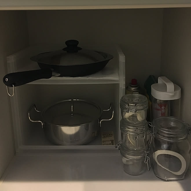 キッチン/一人暮らし/シンプルライフ/無印良品/コンロ下収納...などのインテリア実例 - 2017-10-11 10:47:19