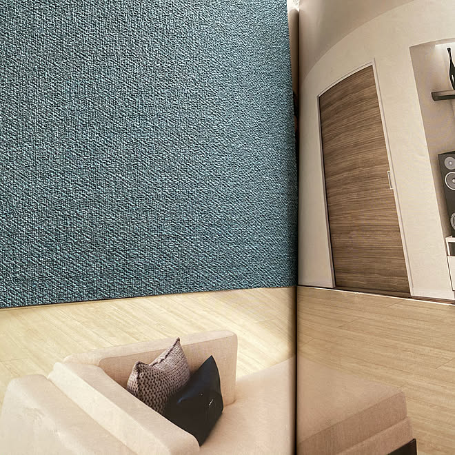 壁紙 寝室の壁 西海岸風 デニム風壁紙 シックなインテリア などのインテリア実例 12 03 19 24 51 Roomclip ルームクリップ