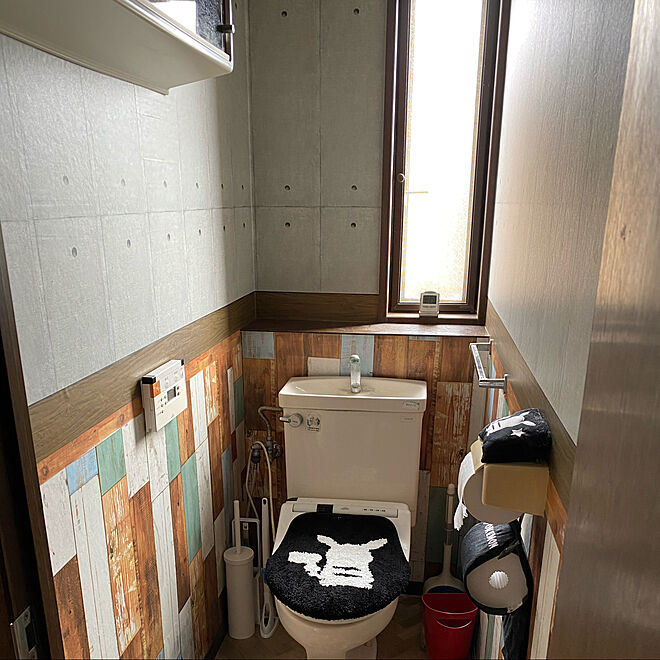 コンクリート壁紙 腰壁風壁紙 Mt Casaリメイク Diy バス トイレのインテリア実例 10 27 22 17 07 Roomclip ルームクリップ