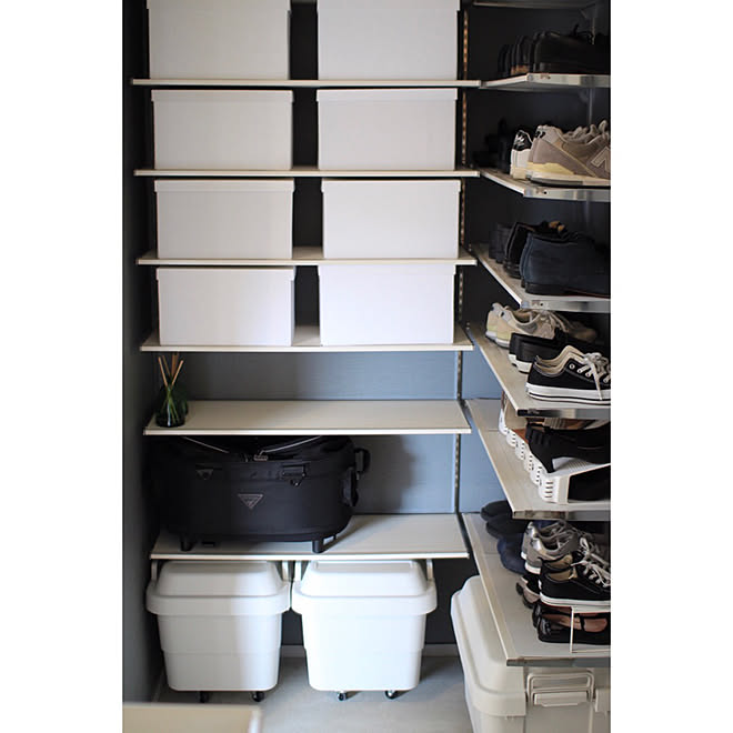 無印良品 頑丈収納ボックス ファミリー玄関 シューズクローク シンプルインテリア などのインテリア実例 03 02 07 02 11 Roomclip ルームクリップ