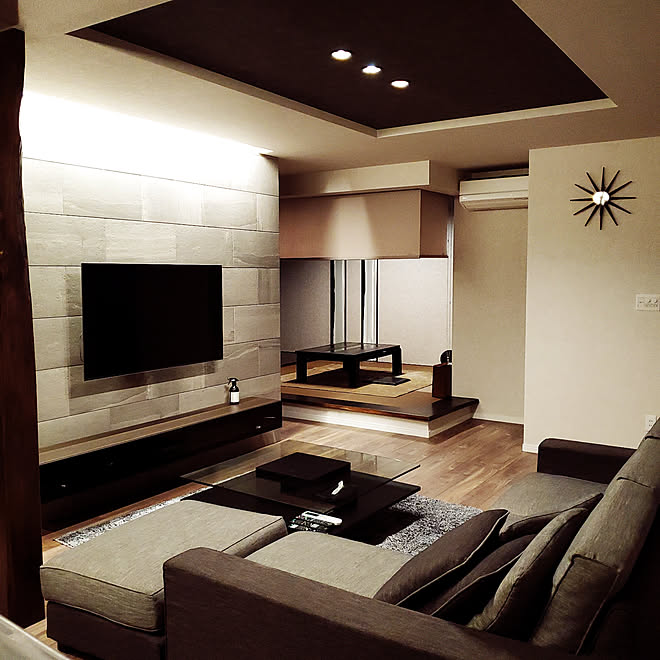 リビング たたみコーナー 和室 間接照明 ダウンライト などのインテリア実例 19 10 31 00 34 39 Roomclip ルームクリップ